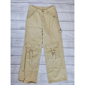 Cider Cargo Pants Women's Small Beige Cotton Wide Leg Utility Streetwear